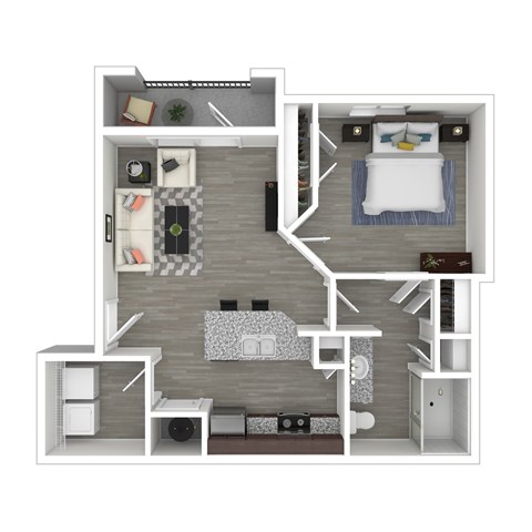 Floor plan for 1 bed, 1 bath, 638 sqft